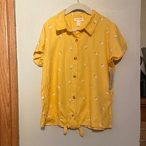 Cat & Jack Yellow Floral girls shirt sleeve blouse top size 10/12 NWT